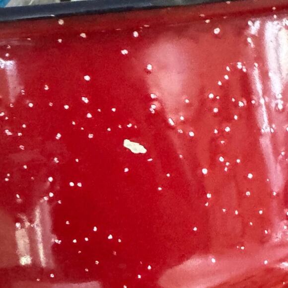 Vintage red, white and blue enamelware pot - Picture 8 of 12